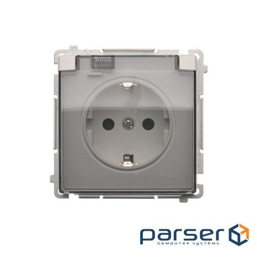 Розетка електрична з прозорою кришкою Simon Basic, Schuko, IP44, 16AX 250V, білий (BMGSZ1B.01/11A)