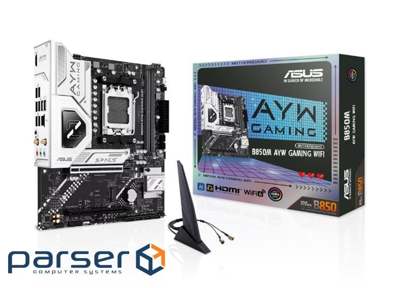 Материнcька плата ASUS B850M AYW GAMING WIFI sAM5 B850 2xDDR5 M.2 HDMI Wi-Fi BT mA (90MB1LW0-M0EAY0)