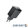 Зарядний пристрій 2xUSB 45W (USB-C+USB-A) Gan A106 Black Acefast (6974316284031)
