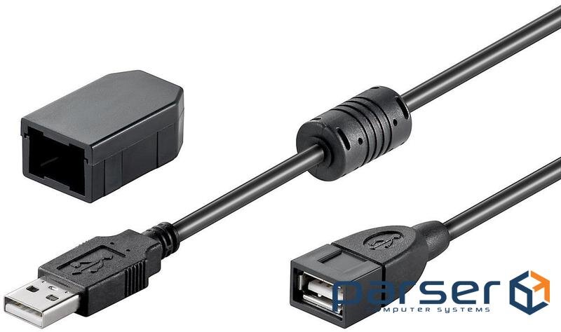 Кабель Goobay подовжувач USB2.0 A M/F 2.0m, AWG24+28 SecuringClip+Ferrite Cu (75.09.3284-1)