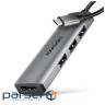 Концентратор AXAGON USB-C to 3xUSB-A + HDMI 0.15m gray (HMC-H3A)