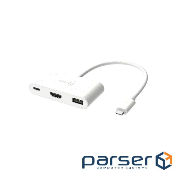Багатопортовий мультиадаптер J5create JCA379EW-N, USB Type-C 3-в-1 білий