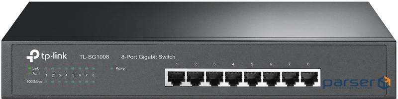Network switch Cisco SG350X-48-K9-EU Тип - управляемый 3-го уровня, форм-фактор - в стойку, количество портов - 54, порты - SFP+, Gigabit Ethernet, комбинированный, возможность удаленного управления - управляемый, коммутационная способность - 176 Гбит/ с, размер таблицы МАС-адресов - 64000 Кб, корпус - Металический, 48x10/ 100/ 1000TX, 2хSFP+ TP-Link TL-SG1008