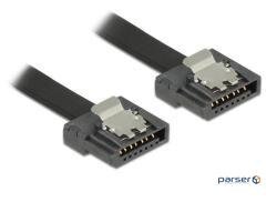 Кабель накопичувача Delock SATA 7p M/M 0.7m прямий 6Gbps UltraFLEXI Latch чорний (70.08.3842)