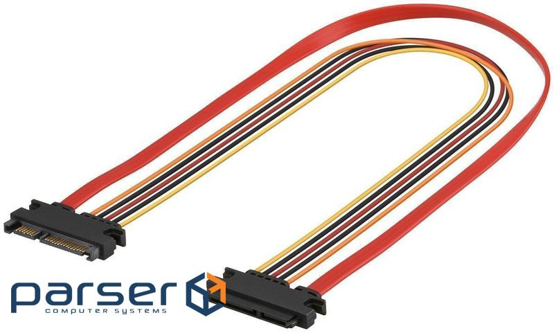 Кабель накопичувача-продовжить. Goobay SATA 22p M/F 0.5m Data + Power 6Gbps різнокольоровий (75.09.3871-50)