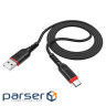 Кабель HOCO X59 USB to Type-C 3A, 1m, nylon, TPE connectors, Black (6931474744920)