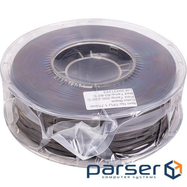TPU-пластик PowerPlant Filament для 3D-принтера 1.75 мм 1 кг, чорний (PT812981)