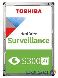 HDD Video Surveillance TOSHIBA S300 AI 8TB CMR, 3.5", 512MB, 7200RPM, SATA, 64 camer (MG10ADA800E-V)