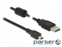 Device cable USB2.0 A-mini 5p M / M 5.0m, AWG24 + 28 2xShielded D = 4.0mm F Cu, black (70.08.4916-1)
