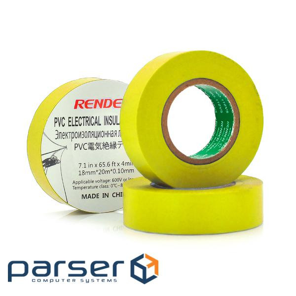Insulating tape RENDER 0.10mm*18mm*20m (yellow), temp:-10+80°С, (0.10mm*18mm*20m yellow )