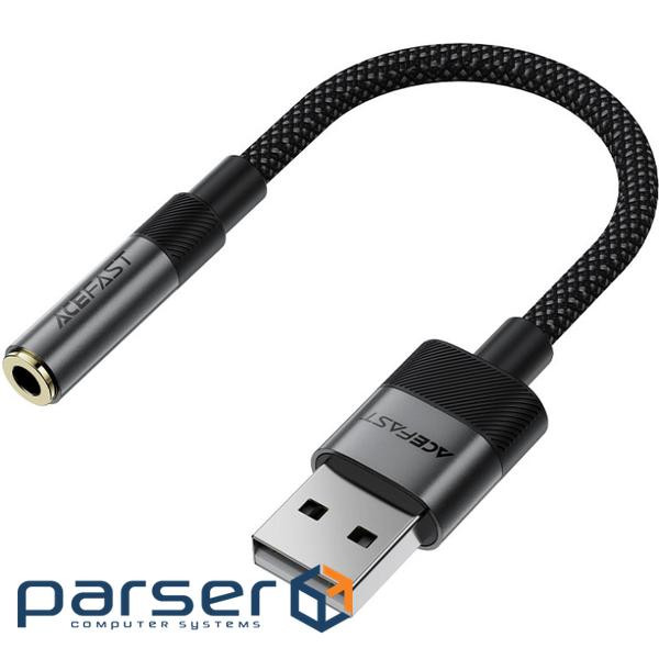 Перехідник USB AM to 3.5mm F 0.15m black Acefast (6974316285298)