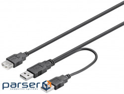 Кабель Goobay USB2.0 A 2x1 M/F (DualPower), 0.3m AWG24+28 D=4.0mm Cu (75.09.3353-1)
