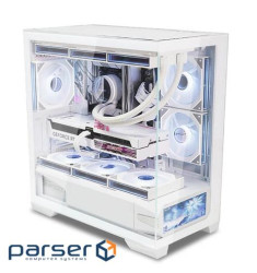 Корпус ALmordor QX25M LCD White, без БЖ, для MicroATX/Mini ITX, 1xUSB-С, 2xUSB-A 3.0 (ALQX25MWH_LCD)