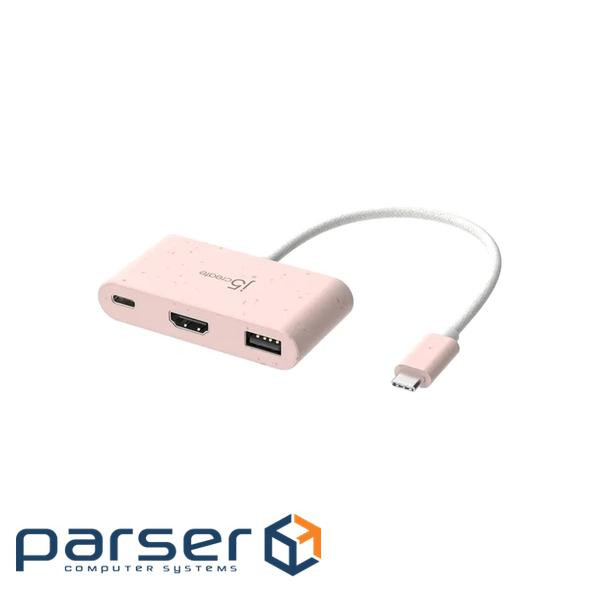 Багатопортовий мультиадаптер J5create JCA379ER-N, USB Type-C 3-в-1 рожевий
