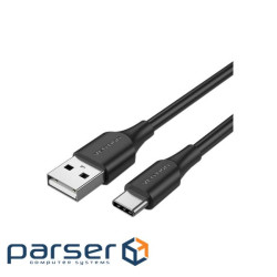 Дата кабель USB 2.0 AM to Type-C 3.0m 3.0A (18W) PVC black Vention (CTHBI)
