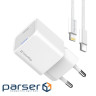 Мережевий зарядний пристрій ColorWay, White, 20 Вт, GaN, 1xType-C (20 Вт, PD3.0), (CW-CHS059PDL-WT)