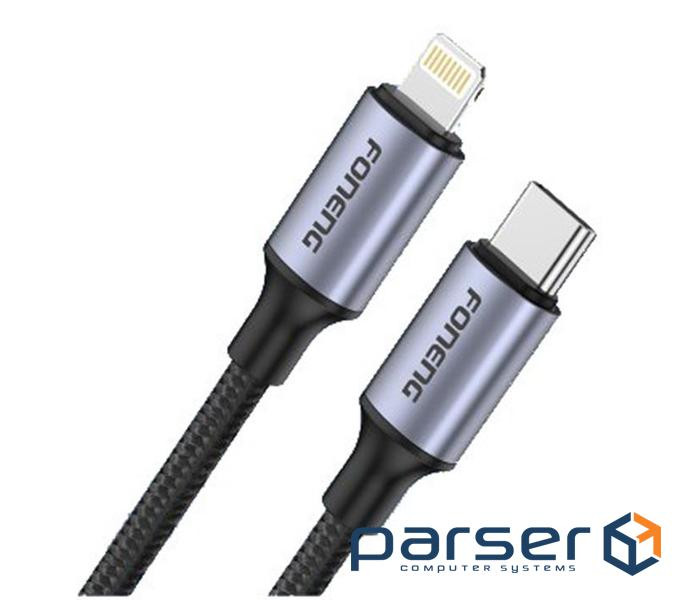 Кабель Foneng X95 Metal Head Braided Cable USB-C - Lightning PD20W, 1.2 м , Black (X95-CA-TCIP)