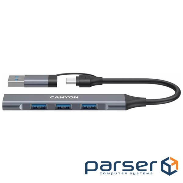 CANYON hub DS-02 4in1 USB-A/C Grey (CNS-TDS02G)