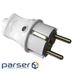 Вилка 16А, ж/к пряма, біла ERKA 1002