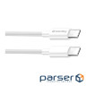 Дата кабель USB-C to USB-C 2.0m 5A 100W zinc alloy braided white ColorWay (CW-CBPDCC099-WT)