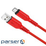 Дата кабель USB 2.0 AM to USB-C 1.0m 3A nylon X59 red HOCO (6931474744937)