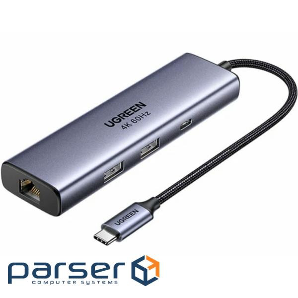 Док-станція USB 3.0 Type-C -> 2xUSB-A 3.0/ 1xUSB-C 3.0/ DP4K60Hz/RJ45/ PD 100W CM512 сіра UG (75643)