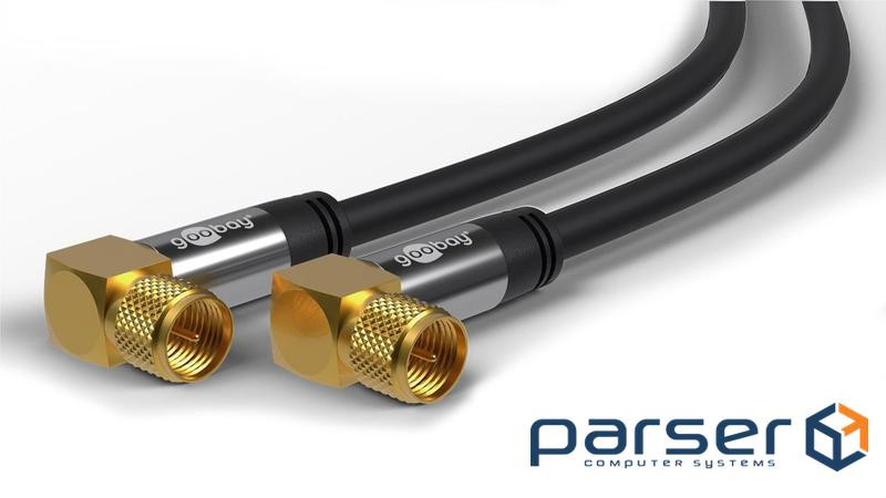 Кабель антенний-підовжувач RF:F M/M 5.0m,D=8.0mm 90?/90? 4xShield(128) Cu,чорний (75.07.0584-1)