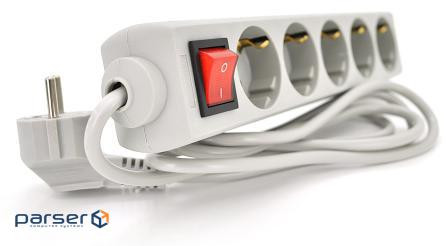 Мережевий подовжувач RITAR G545CU, 220В 10А, 5 розеток, 4,5 м, сечение 3х0,75мм CU, cерый (RT-G545-CU)