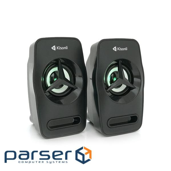 Колонки 2.0 Kisonli L-3030 для ПК та ноутбука , USB + 3.5mm, 2x3W, 20Hz-20KHz, 20X11X13mm, bl (L3030)