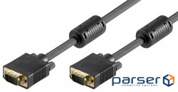 Monitor-signal cable VGA HD15 M/M 40.0m, D=9.0mm 2xShielded Ferrite Gold, black (75.09.3008-1)