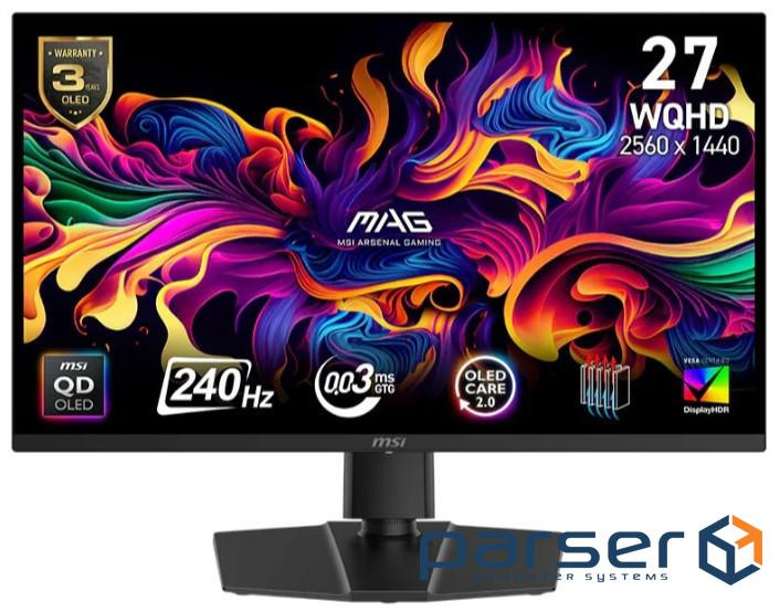 Монітор MSI 26.5 MAG 271QP QD-OLED X24 2xHDMI, DP, Audio, QD-OLED, 2560x1440, 240Hz (9S6-3CD89T-033)
