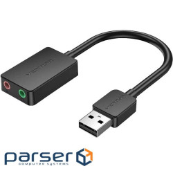 Звукова карта USB AUX jack, 2*TRRS (Mic + Ear) 1м Vention чорна (CDYBF)