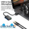 Звукова карта USB AUX jack, 2*TRRS (Mic + Ear) 1м Vention чорна (CDYBF)