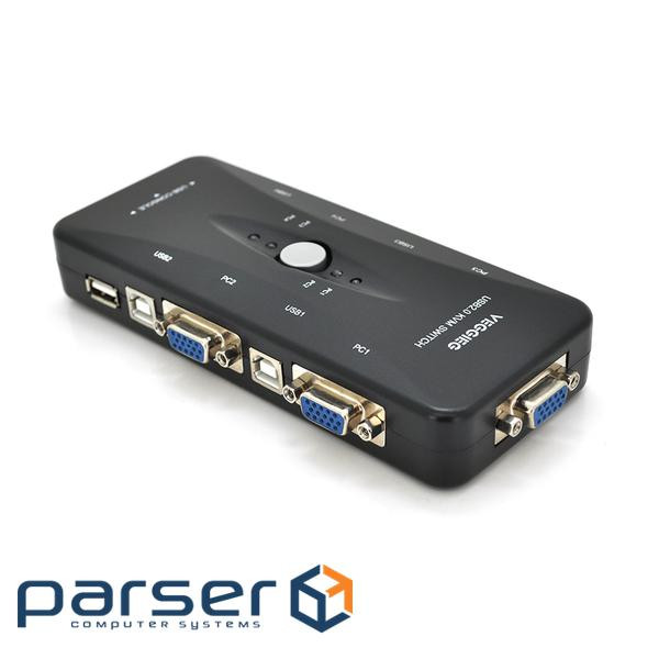 4-портовий KVM свіч VEGGIEG K401, перемикач USB, Grey, Blister-Box (YT-KVM K401)
