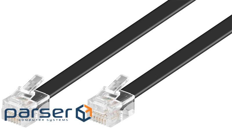 Кабель телефонний RJ12 M/M 3.0m, плоский 6P4C AWG28 1:1 Western, чорний (75.05.0317-1)