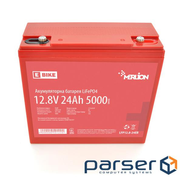 Літій-залізо-фосфатний акумулятор Merlion LiFePO4 12.8V 24AH (166x77x167) для електро (LFP12.8-24EB) (LFP12.8-24EB)