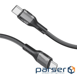 Кабель Promate USB Type-C - USB Type-C (M/M), 3A, 60W, 1.2 м, Black (fletchlink-cc.black)