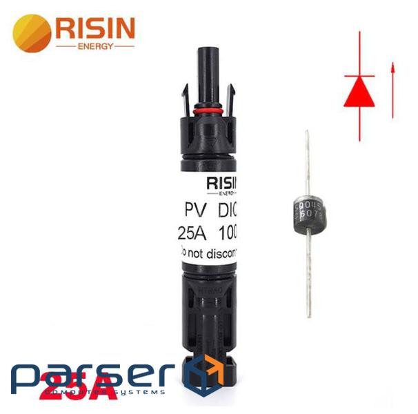 Роз&apos,єм RISIN MC4, з діодом постійного струму, 25А,1000 В (MC4-dd / 1000 / 25) (MC4-dd / 1000 / 25)