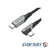Дата кабель USB-C to USB-C 0.5m USB2.0 60W (20V/3A) angle 90 Gray Aluminum Alloy Vention (TRAHD)