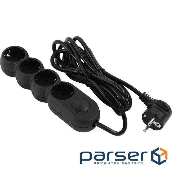 Фільтр живлення 2E (2E-U04VESM3BK) 4 розетки, 3 м , Black