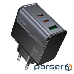 СЗУ 110-240V HOCO CS75A 2USB-C+1xUSB, PD70W+QC 3.0, White, Blister