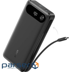 зовн. акум. ANKER PowerCore - 20000 mAh 87W PD Built-In USB-C Cable (Чорний) (A1383H11)