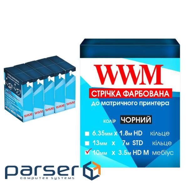 Стрічка до принтерів 10мм х 3.5 м HD л. Black*5шт WWM (R10.3.5HM5)