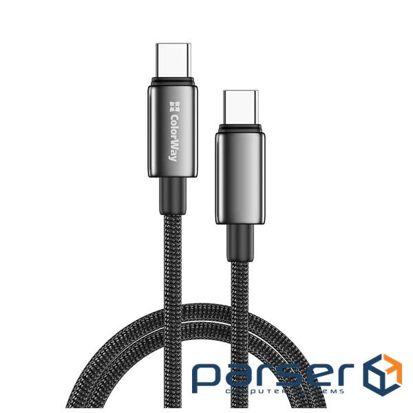 Дата кабель USB-C to USB-C 1.0m 5A 100W zinc alloy braided black ColorWay (CW-CBPDCC098-BK)