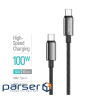 Дата кабель USB-C to USB-C 1.0m 5A 100W zinc alloy braided black ColorWay (CW-CBPDCC098-BK)