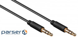 Audio signal cable Jack 3.5mm 3pin M/M 0.5m, straight Slim Shielded Cu, black (78.01.3242-1)