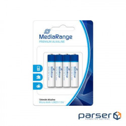 Battery MediaRange Premium Alkaline Micro AAA|LR03|1.5V, pack 4 (MRBAT101)