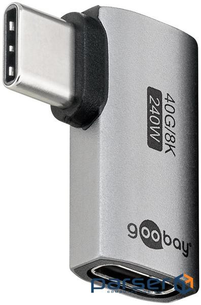 Перехідник обладнання USB Type-C M/F (адаптер),(USB4.0) 90ёвбік 40Gbps 240W,срібний (75.07.4441-1) (75.07.4441-1)