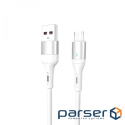 Кабель SkyDolphin S06V LED Smart Power USB - microUSB 1м , White (USB-000558)