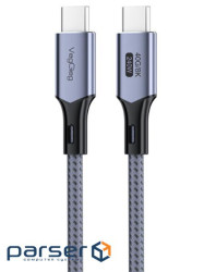 Кабель VEGGIEG V-U409, Type-C(Male) to Type-C(Male) PD cable, 240 Вт, струм 5 А, 40Gbps, Gray, довжи